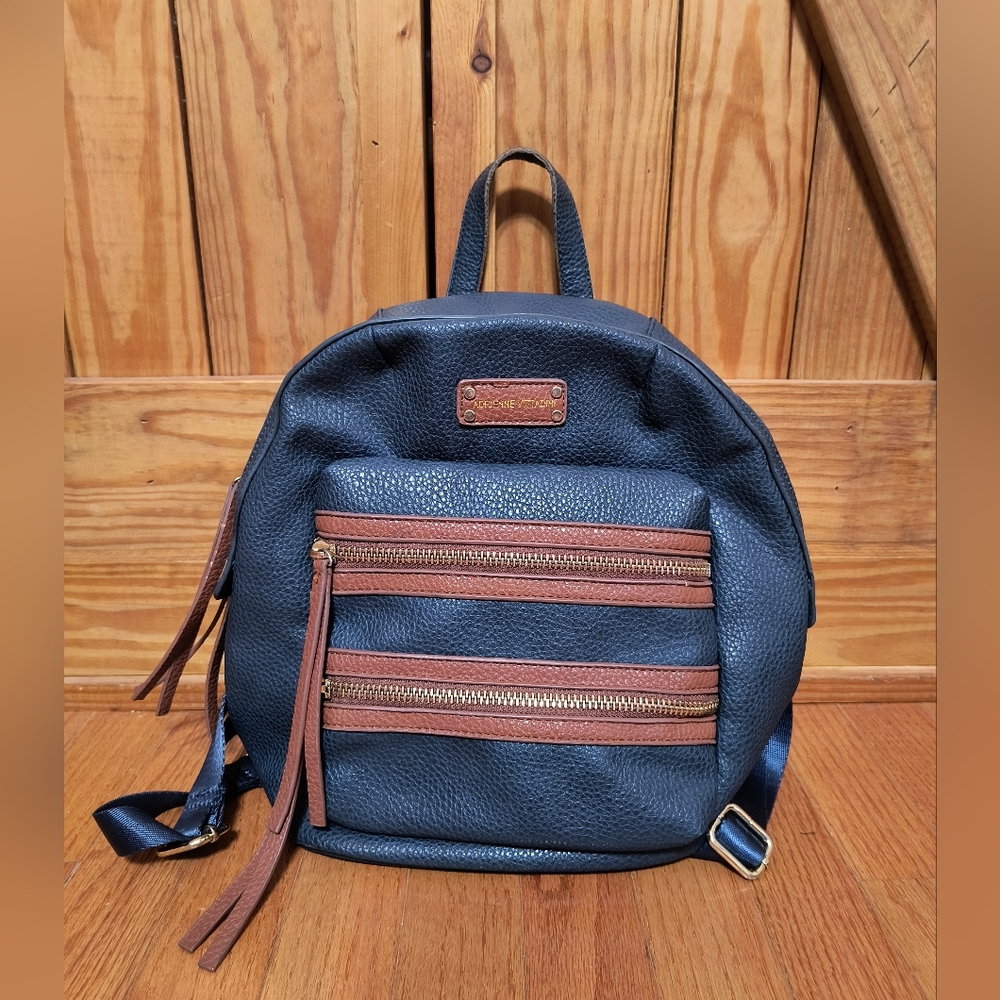 3/$10⭐ Adrienne Vittadini backpack purse, H 11"/L 13"/ W 5", navy and brown